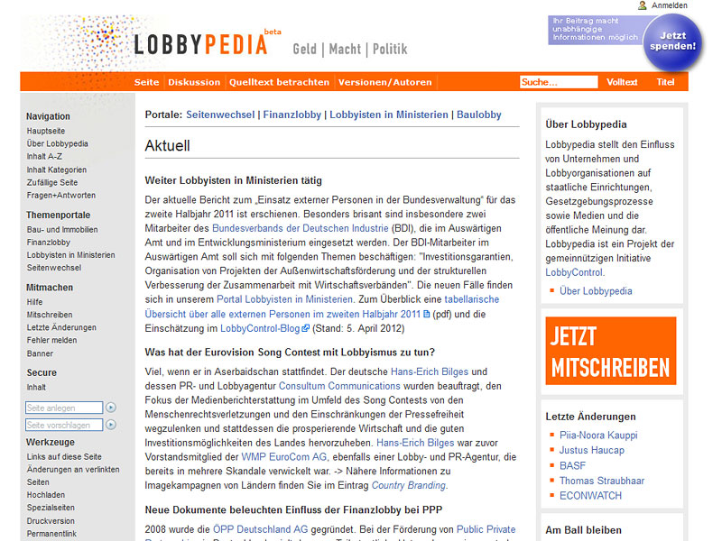 Screenshot: lobbypedia.de