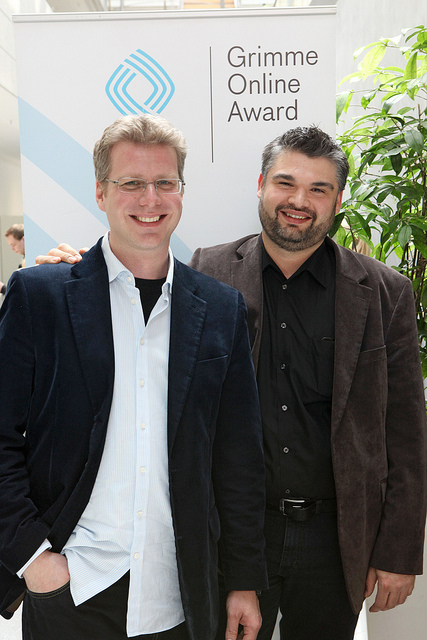 Patrick Breitenbach und Nils Köbel von Soziopod Foto: Grimme-Institut/Arkadiusz Goniwiecha