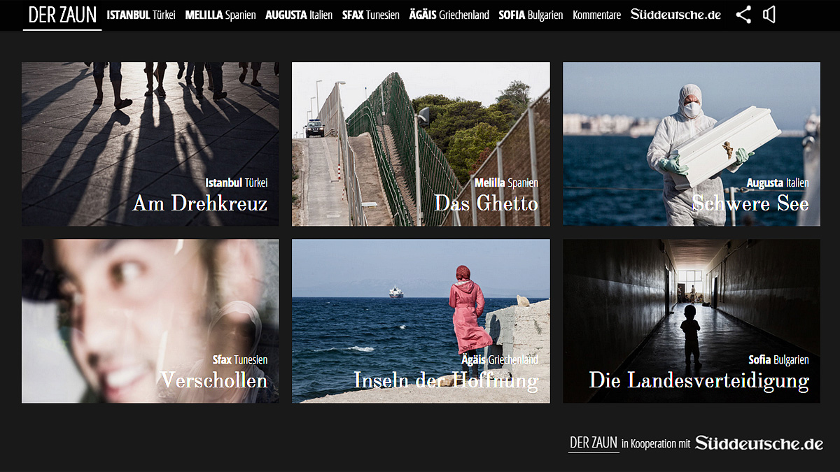 Screenshot des Multimedia-Specials "Der Zaun" der Süddeutschen Zeitung.