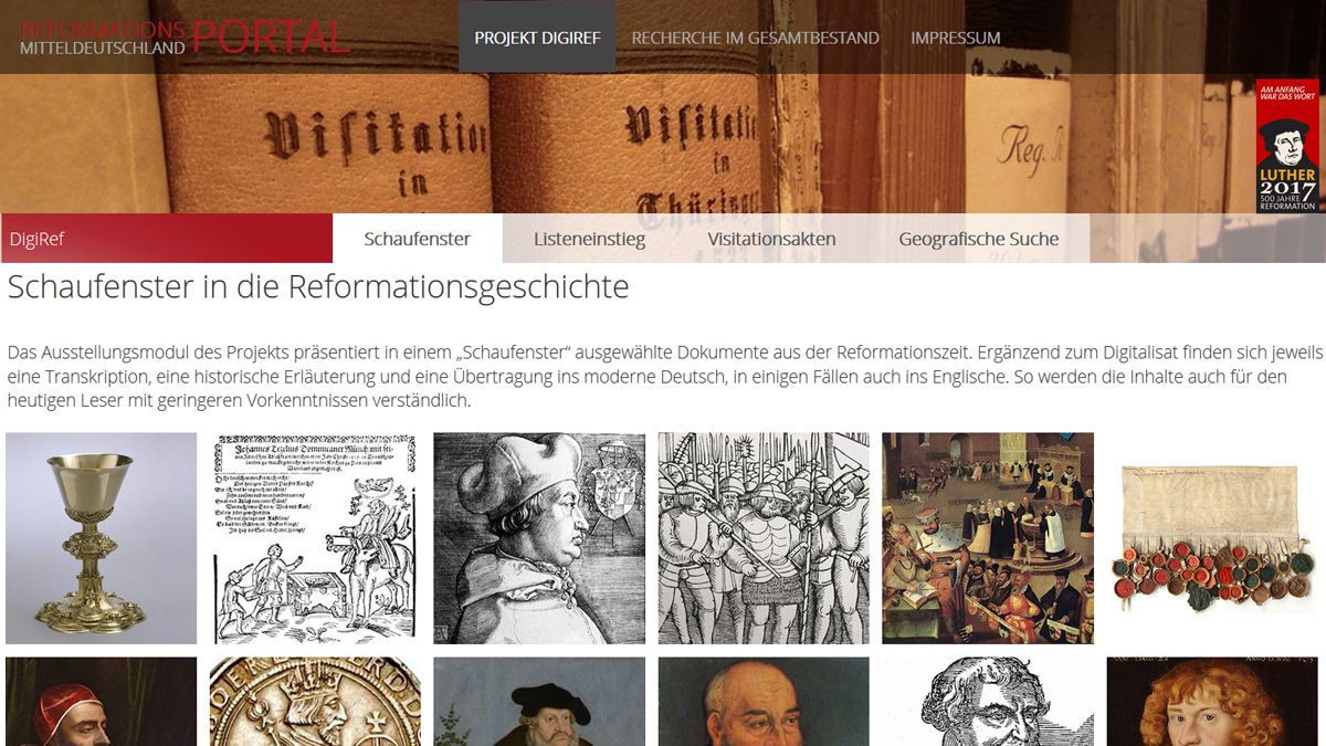 Screenshot "Das Reformationsportal"