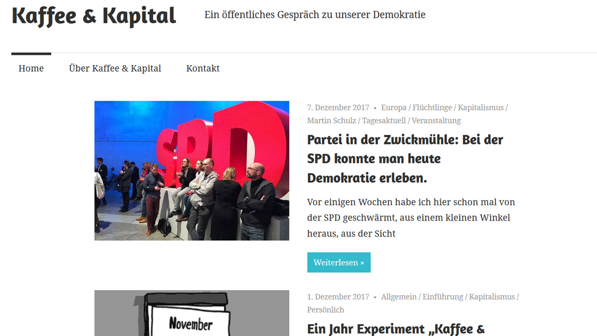 Screenshot "Kaffee & Kapital"