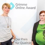 Nora Hespers und Rita Molzberger von "Was denkst du denn?" bei der Bekanntgabe der Nominierungen zum Grimme Online Award 2018. Foto: Rainer Keuenhof / Grimme-Institut