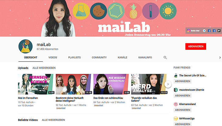 Screenshot: YouTube-Kanal "maiLab"