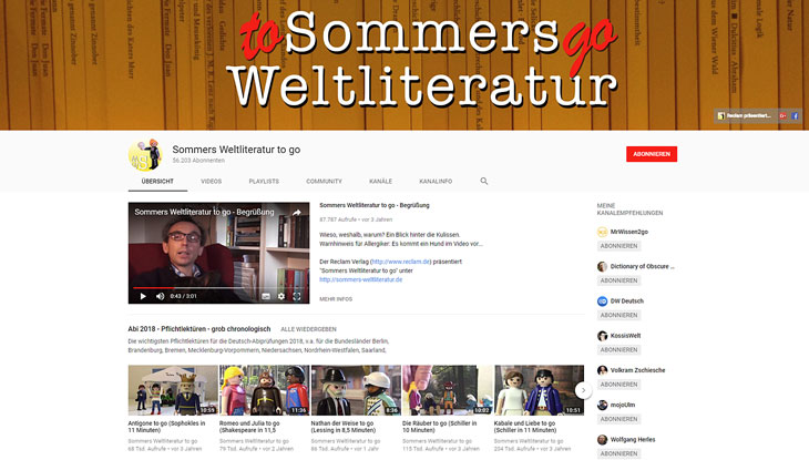 Screenshot von "Sommers Weltliteratur to go"