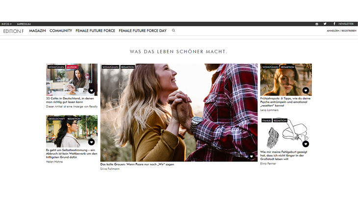 Screenshot: Website "Edition F"