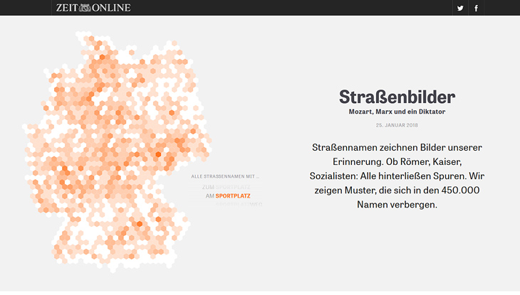 Screenshot: Website "Straßenbilder - Mozart, Marx und ein Diktator"