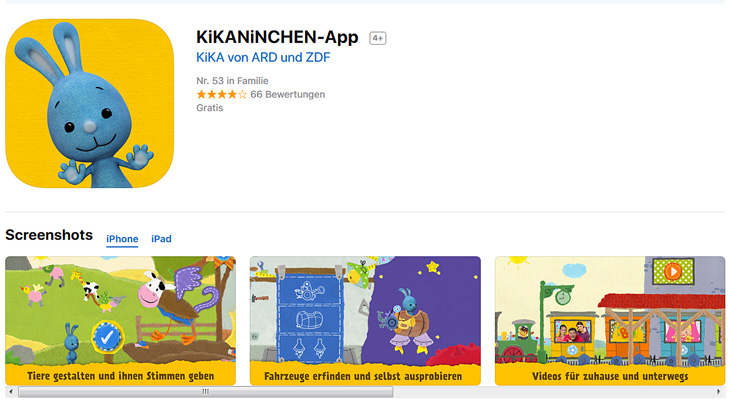 Screenshot: "KiKANiNCHEN-App"