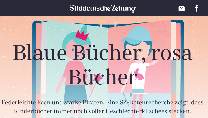 Screenshot: "Blaue Bücher, rosa Bücher"