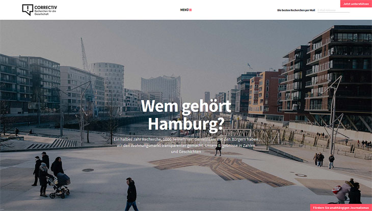 Screenshot: "Wem gehört Hamburg?"