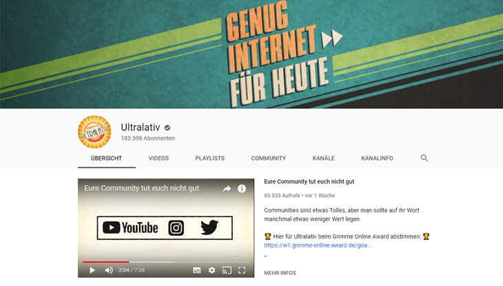 Screenshot: Youtube-Kanal "Ultralativ"