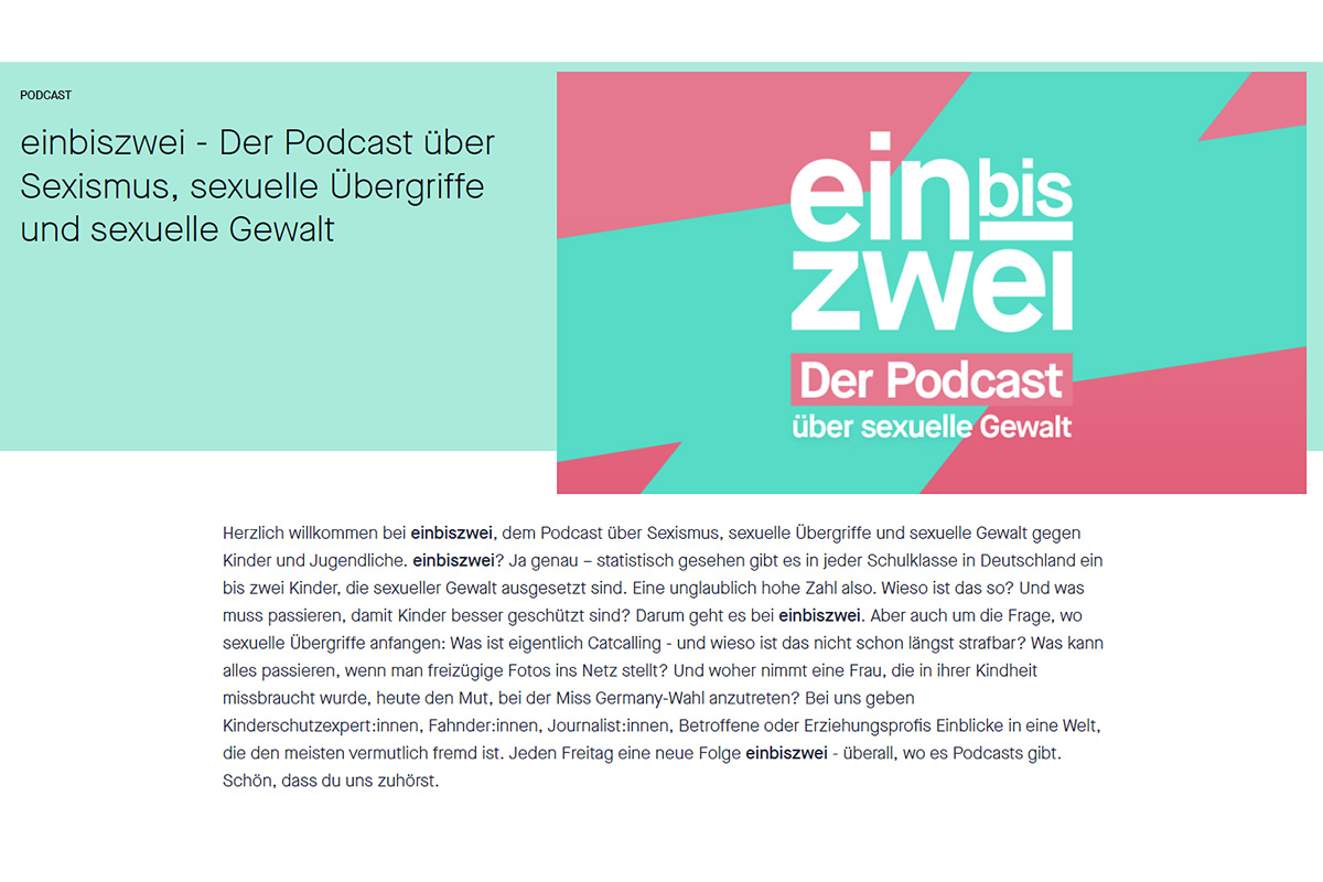 Screenshot "einbiszwei – Der Podcast über sexuelle Gewalt"