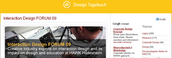 Screenshot der Website "Design Tagebuch" aus dem Jahr 2009