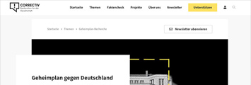 Screenshot der Website Geheimplan gegen Deutschland von Correctiv