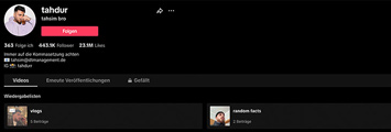 Screenshot des TikTok-Kanals @tahdur